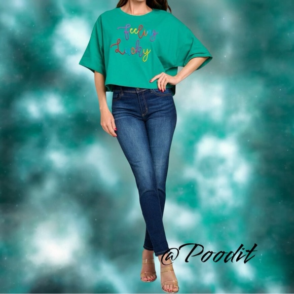 PEACH LOVE CALIFORNIA feeling lucky crop top S M L - Picture 3 of 9